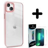 Coverzs 14 Pro Max solid bumper hoesje mat (roze) + Screenprotector - Batch 1 (05-2023)