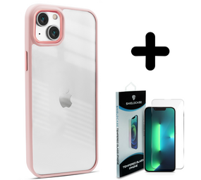 Coverzs 14 Pro Max solid bumper hoesje mat (roze) + Screenprotector - Batch 1 (05-2023)