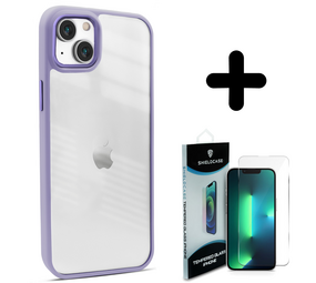 Coverzs 14 Pro Max solid bumper hoesje mat (paars) + Screenprotector - Batch 1 (05-2023)