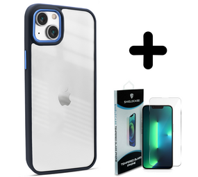 Coverzs 14 Pro Max solid bumper hoesje mat (blauw) + Screenprotector - Batch 1 (05-2023)