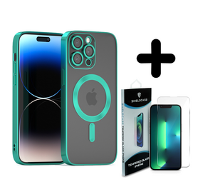 Coverzs 14 Pro Max Magsafe hoesje met camera cover (groen) + Screenprotector - Batch 1 (05-2023)