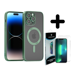 Coverzs 14 Pro Max Magsafe hoesje met camera cover (donkergroen) + Screenprotector - Batch 1 (05-2023)