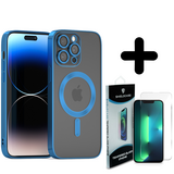 Coverzs 14 Pro Magsafe hoesje met camera cover (blauw) + Screenprotector - Batch 1 (05-2023)