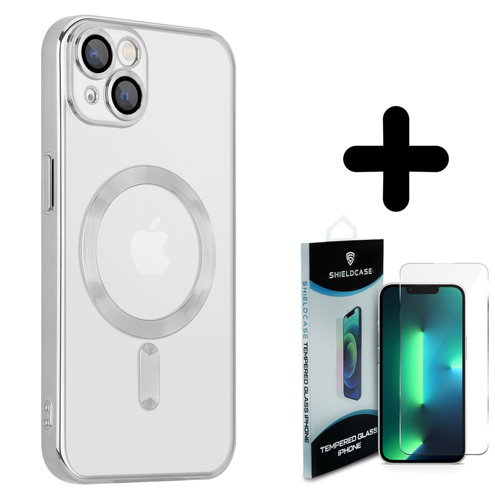 Coverzs Coverzs geschikt voor iPhone 14 Plus Magsafe hoesje met camera cover (zilver) + ShieldCase screenprotector - beschermglas iPhone bescherming - iPhone case bescherm hoesje + Screenprotector Coverzs Coverzs geschikt voor iPhone 14 Plus Magsafe hoesje met camera cover (zilver) + ShieldCase screenprotector - beschermglas iPhone bescherming - iPhone case bescherm hoesje + Screenprotector