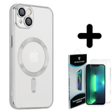 Coverzs 14 Plus Magsafe hoesje met camera cover (zilver) + Screenprotector - Batch 1 (05-2023)