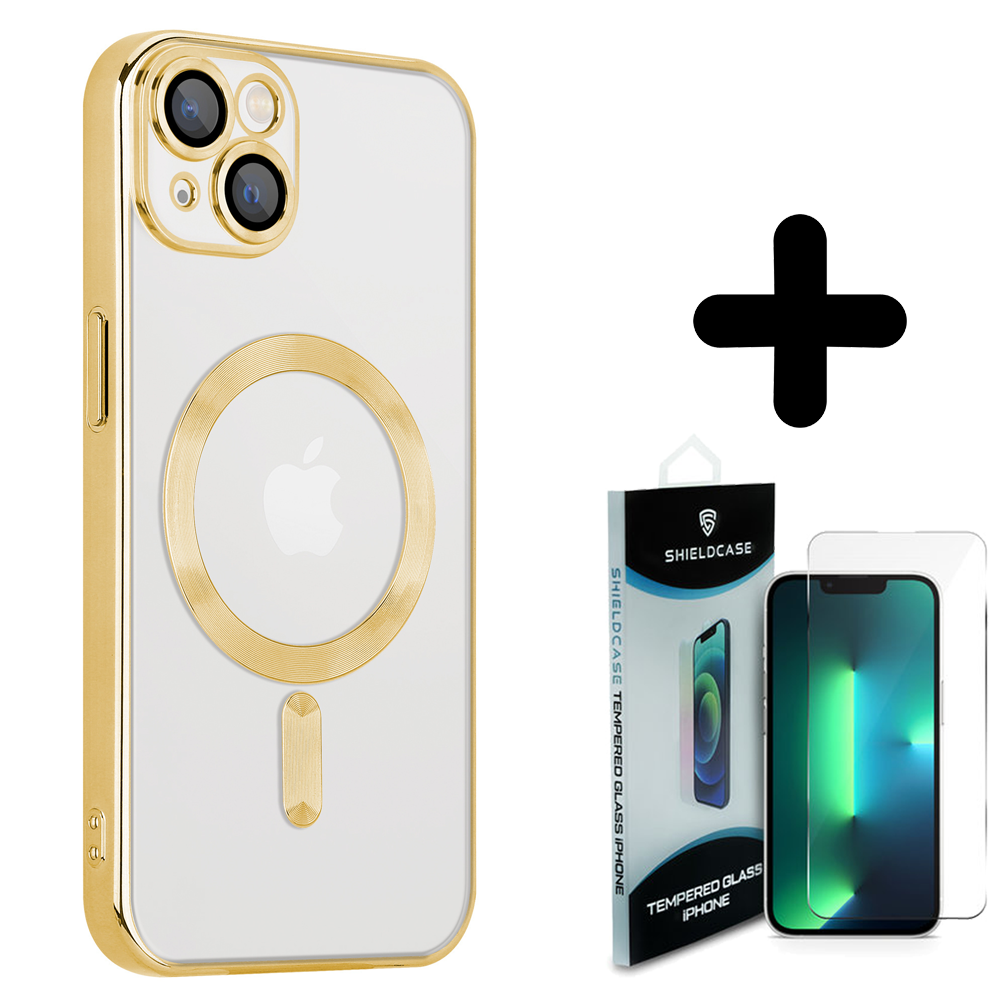 Coverzs Coverzs geschikt voor iPhone 14 Plus Magsafe hoesje met camera cover (goud) + ShieldCase screenprotector - beschermglas iPhone bescherming - iPhone case bescherm hoesje + Screenprotector Coverzs Coverzs geschikt voor iPhone 14 Plus Magsafe hoesje met camera cover (goud) + ShieldCase screenprotector - beschermglas iPhone bescherming - iPhone case bescherm hoesje + Screenprotector