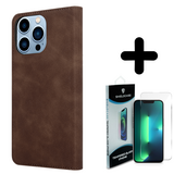 Coverzs 14 Pro Luxe bookcase (donkerbruin) + Screenprotector - Batch 1 (05-2023)