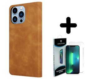 Coverzs 14 Pro Luxe bookcase (bruin) + Screenprotector - Batch 1 (05-2023)