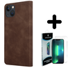 Coverzs Coverzs geschikt voor iPhone 14 Luxe bookcase (donkerbruin) + ShieldCase screenprotector - beschermglas iPhone bescherming - iPhone case bescherm hoesje + Screenprotector Coverzs Coverzs geschikt voor iPhone 14 Luxe bookcase (donkerbruin) + ShieldCase screenprotector - beschermglas iPhone bescherming - iPhone case bescherm hoesje + Screenprotector