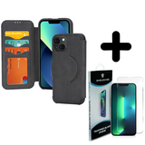 Coverzs 14 hoesje leer bookcase Magsafe (zwart) + Screenprotector - Batch 1 (05-2023)