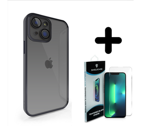 Coverzs 14 Plus hoesje clear soft case camera cover (zwart) + Screenprotector - Batch 1 (05-2023)