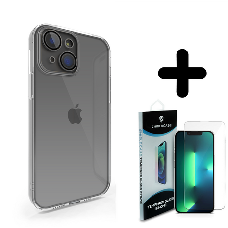 Coverzs Coverzs geschikt voor iPhone 14 Plus hoesje clear soft case camera cover (transparant) + ShieldCase screenprotector - beschermglas iPhone bescherming - iPhone case bescherm hoesje + Screenprotector