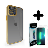 Coverzs 14 hoesje clear soft case camera cover (goud) + Screenprotector - Batch 1 (05-2023)
