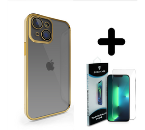 Coverzs 14 hoesje clear soft case camera cover (goud) + Screenprotector - Batch 1 (05-2023)