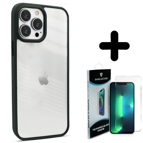 Coverzs Coverzs geschikt voor iPhone 14 Pro hoesje acryl rand mat (groen) + ShieldCase screenprotector - beschermglas iPhone bescherming - iPhone case bescherm hoesje + Screenprotector Coverzs Coverzs geschikt voor iPhone 14 Pro hoesje acryl rand mat (groen) + ShieldCase screenprotector - beschermglas iPhone bescherming - iPhone case bescherm hoesje + Screenprotector