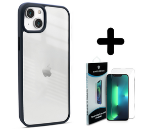 Coverzs 14 Plus hoesje acryl rand mat (donkerblauw) + Screenprotector - Batch 1 (05-2023)