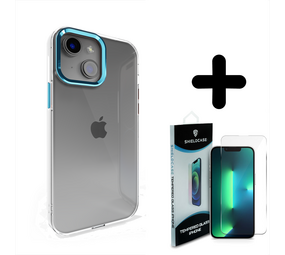 Coverzs 14 hard case met metalen camera bumper (blauw) + Screenprotector - Batch 1 (05-2023)