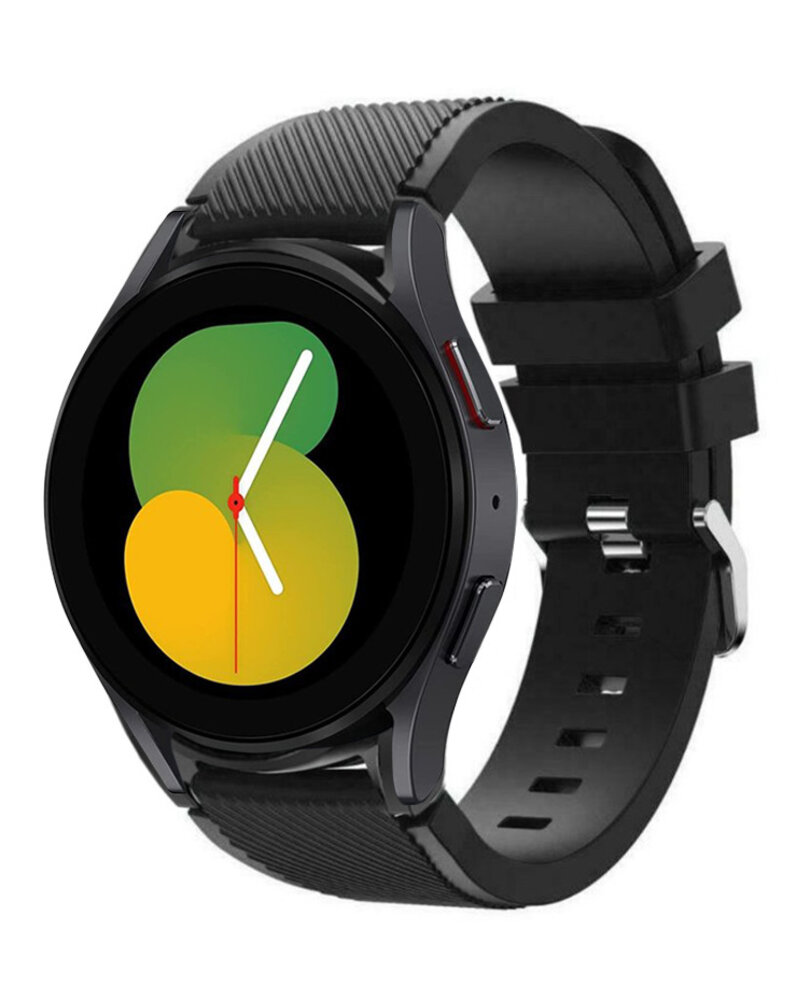 Strap-it Strap-it Bandje geschikt voor Samsung Galaxy Watch 5 (40mm / 44mm / Pro) bandje siliconen bandje (zwart) - Incl. Oplader geschikt voor Samsung Galaxy Watch 5 40 mm / 44 mm / Pro (oplaadkabel)