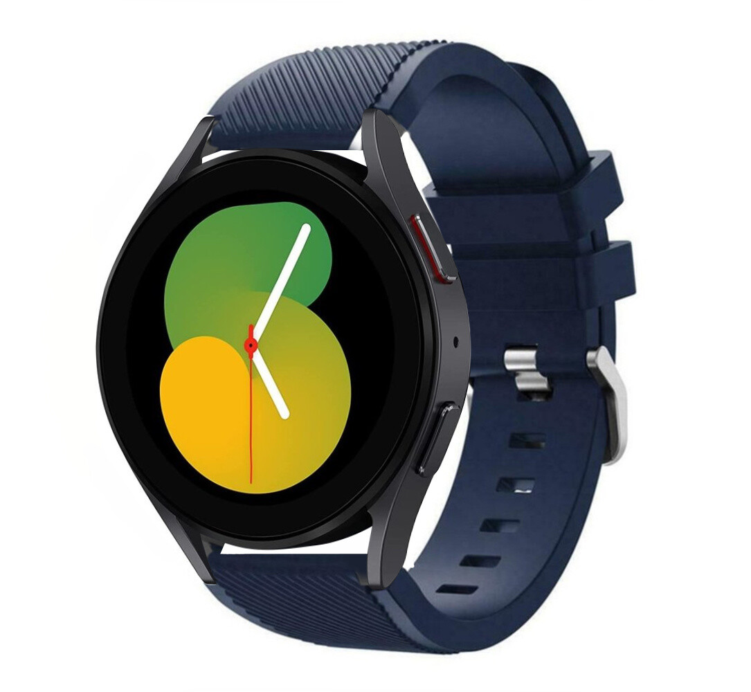 Strap-it Strap-it Bandje geschikt voor Samsung Galaxy Watch 5 (40mm / 44mm / Pro) bandje siliconen bandje (donkerblauw) - Incl. Oplader geschikt voor Samsung Galaxy Watch 5 40 mm / 44 mm / Pro (oplaadkabel)