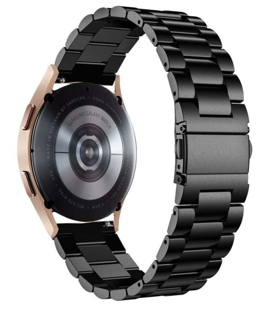 Strap-it Strap-it Bandje geschikt voor Samsung Galaxy Watch 5 (40mm / 44mm / Pro) bandje stalen band (zwart) - Incl. Oplader geschikt voor Samsung Galaxy Watch 5 40 mm / 44 mm / Pro (oplaadkabel)