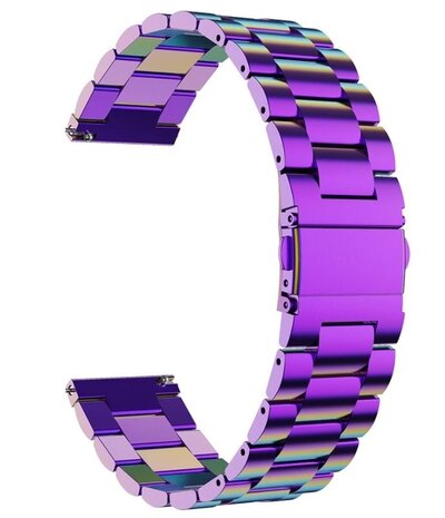 Strap-it Strap-it Bandje geschikt voor Samsung Galaxy Watch 5 (40mm / 44mm / Pro) bandje stalen band (regenboog) - Incl. Oplader geschikt voor Samsung Galaxy Watch 5 40 mm / 44 mm / Pro (oplaadkabel)