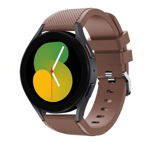 Strap-it Strap-it Bandje geschikt voor Samsung Galaxy Watch 5 (40mm / 44mm / Pro) bandje siliconen bandje (koffiebruin) - Incl. Oplader geschikt voor Samsung Galaxy Watch 5 40 mm / 44 mm / Pro (oplaadkabel)