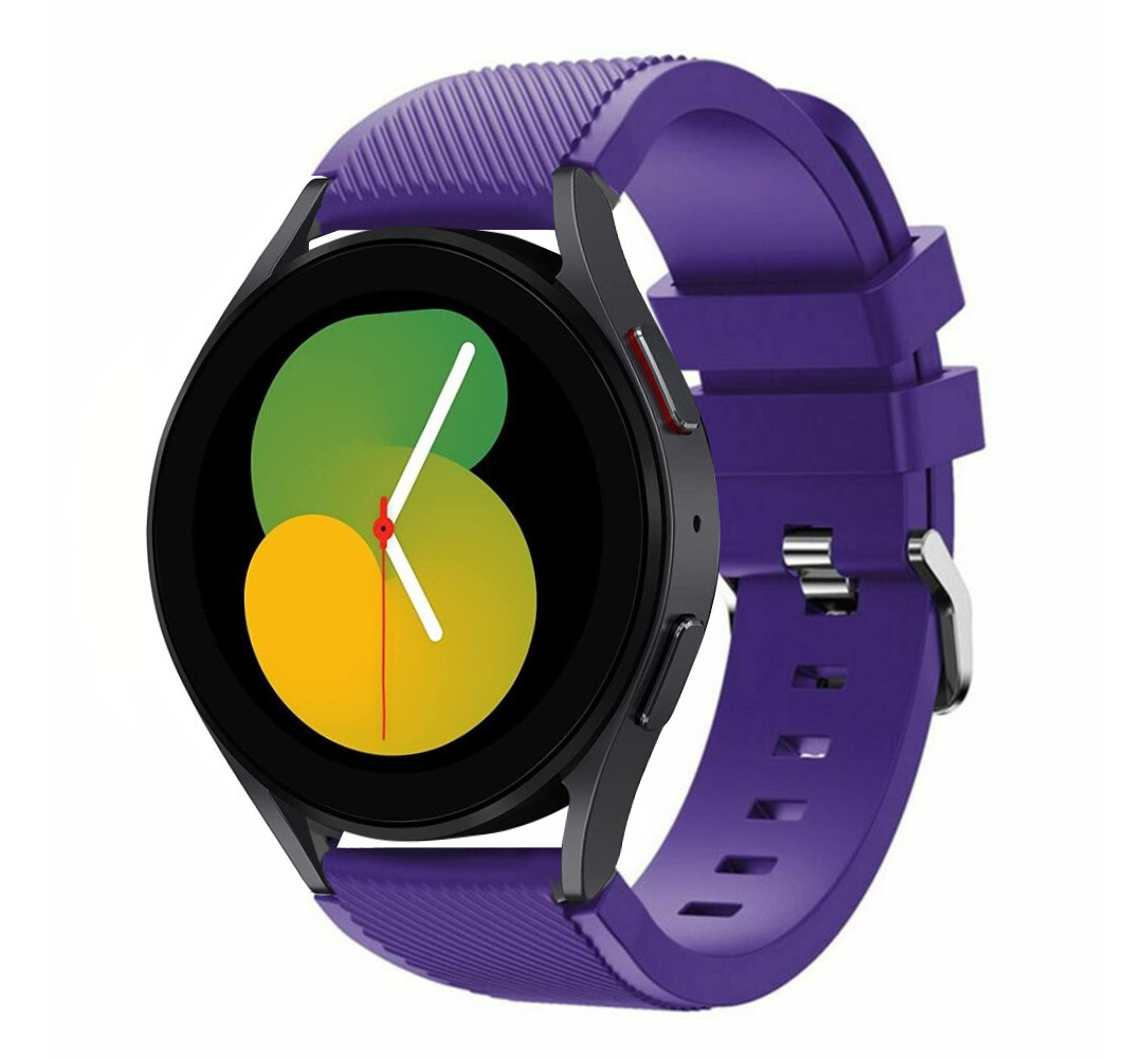 Strap-it Strap-it Bandje geschikt voor Samsung Galaxy Watch 5 (40mm / 44mm / Pro) bandje siliconen bandje (paars) - Incl. Oplader geschikt voor Samsung Galaxy Watch 5 40 mm / 44 mm / Pro (oplaadkabel)