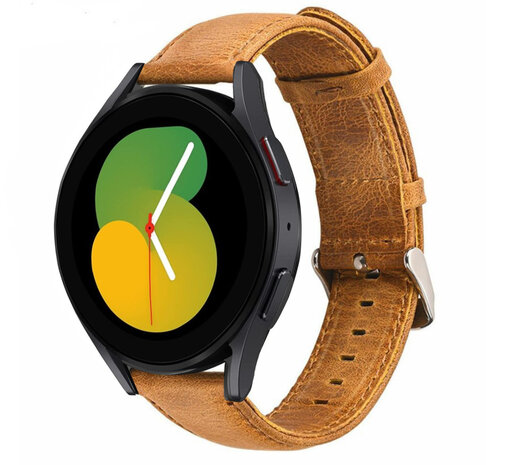 Strap-it Strap-it Bandje geschikt voor Samsung Galaxy Watch 5 (40mm / 44mm / Pro) bandje leren bandje (bruin) - Incl. Oplader geschikt voor Samsung Galaxy Watch 5 40 mm / 44 mm / Pro (oplaadkabel)