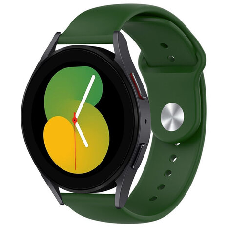 Strap-it Strap-it Bandje geschikt voor Samsung Galaxy Watch 5 (40mm / 44mm / Pro) bandje sport band (legergroen) - Incl. Oplader geschikt voor Samsung Galaxy Watch 5 40 mm / 44 mm / Pro (oplaadkabel)