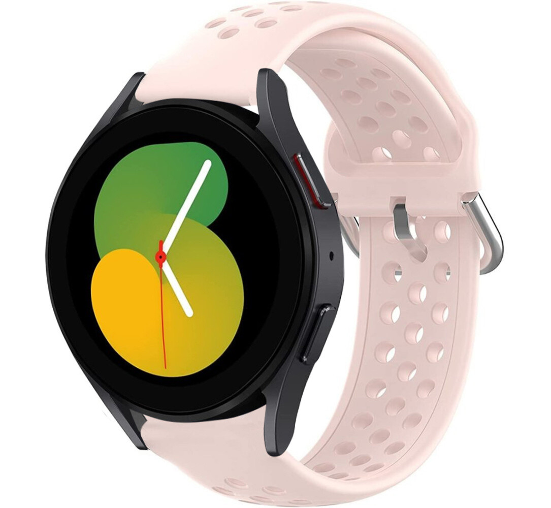 Strap-it Strap-it Bandje geschikt voor Samsung Galaxy Watch 5 (40mm / 44mm / Pro) bandje siliconen bandje met gaatjes (roze) - Incl. Oplader geschikt voor Samsung Galaxy Watch 5 40 mm / 44 mm / Pro (oplaadkabel)