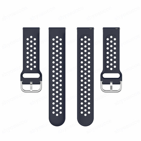 Strap-it Strap-it Bandje geschikt voor Samsung Galaxy Watch 5 (40mm / 44mm / Pro) bandje siliconen bandje met gaatjes (donkerblauw) - Incl. Oplader geschikt voor Samsung Galaxy Watch 5 40 mm / 44 mm / Pro (oplaadkabel)