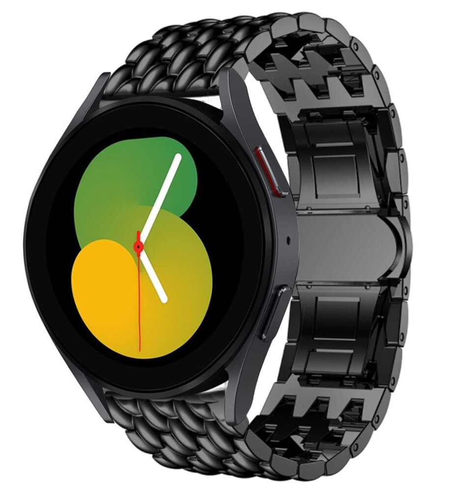 Strap-it Strap-it Bandje geschikt voor Samsung Galaxy Watch 5 (40mm / 44mm / Pro) bandje stalen draak bandje (zwart) - Incl. Oplader geschikt voor Samsung Galaxy Watch 5 40 mm / 44 mm / Pro (oplaadkabel)