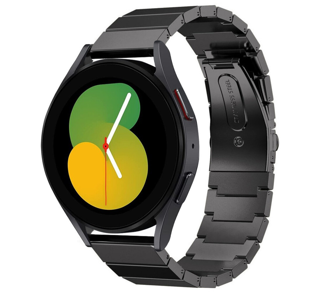 Strap-it Strap-it Bandje geschikt voor Samsung Galaxy Watch 5 (40mm / 44mm / Pro) bandje metalen bandje (zwart) - Incl. Oplader geschikt voor Samsung Galaxy Watch 5 40 mm / 44 mm / Pro (oplaadkabel)