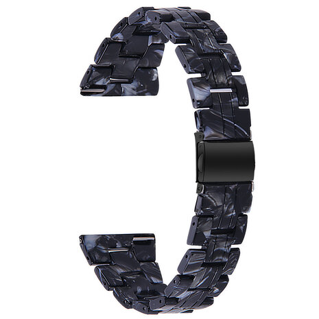 Strap-it Strap-it Bandje geschikt voor Samsung Galaxy Watch 5 (40mm / 44mm / Pro) bandje resin band (zwart/wit) - Incl. Oplader geschikt voor Samsung Galaxy Watch 5 40 mm / 44 mm / Pro (oplaadkabel)