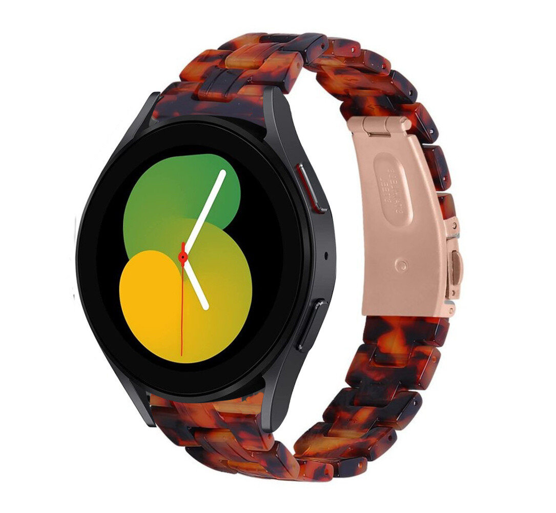 Strap-it Strap-it Bandje geschikt voor Samsung Galaxy Watch 5 (40mm / 44mm / Pro) bandje resin band (lava) - Incl. Oplader geschikt voor Samsung Galaxy Watch 5 40 mm / 44 mm / Pro (oplaadkabel)
