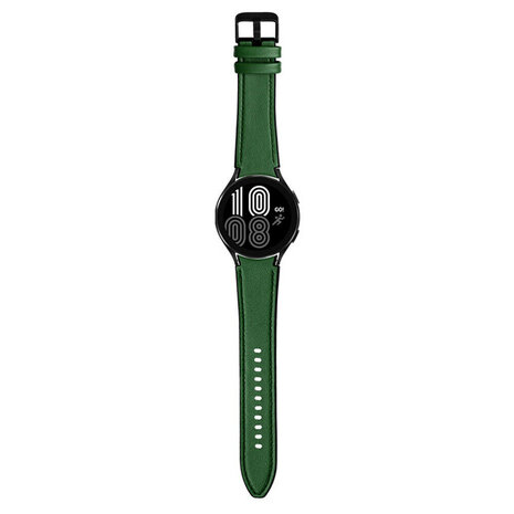 Strap-it Strap-it Bandje geschikt voor Samsung Galaxy Watch 5 (40mm / 44mm / Pro) bandje hybrid leren bandje (groen) - Incl. Oplader geschikt voor Samsung Galaxy Watch 5 40 mm / 44 mm / Pro (oplaadkabel)