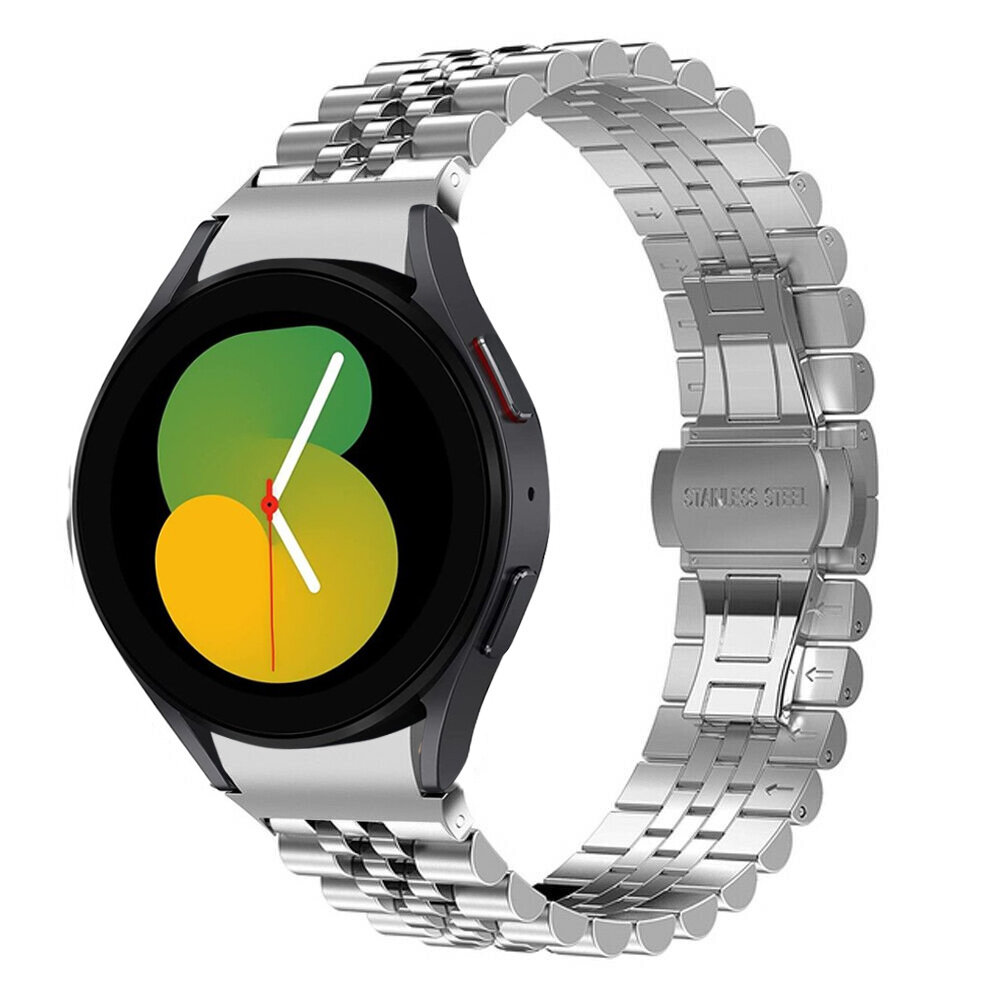 Strap-it Strap-it Bandje geschikt voor Samsung Galaxy Watch 5 (40mm / 44mm / Pro) bandje Jubilee stalen band (zilver) - Incl. Oplader geschikt voor Samsung Galaxy Watch 5 40 mm / 44 mm / Pro (oplaadkabel)