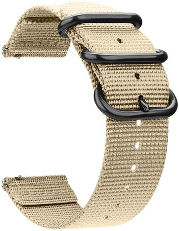 Strap-it Strap-it Bandje geschikt voor Samsung Galaxy Watch 5 (40mm / 44mm / Pro) bandje nylon gesp band (khaki)  - Incl. Oplader geschikt voor Samsung Galaxy Watch 5 40 mm / 44 mm / Pro (oplaadkabel)