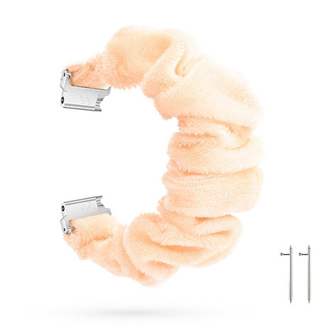 Strap-it Strap-it Bandje geschikt voor Samsung Galaxy Watch 5 (40mm / 44mm / Pro) bandje Scrunchie bandje (beige) - Incl. Oplader geschikt voor Samsung Galaxy Watch 5 40 mm / 44 mm / Pro (oplaadkabel)