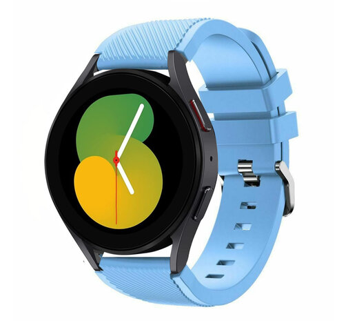 Strap-it Strap-it Bandje geschikt voor Samsung Galaxy Watch 5 (40mm / 44mm / Pro) bandje siliconen bandje (zandblauw) - Incl. Oplader geschikt voor Samsung Galaxy Watch 5 40 mm / 44 mm / Pro (oplaadkabel)