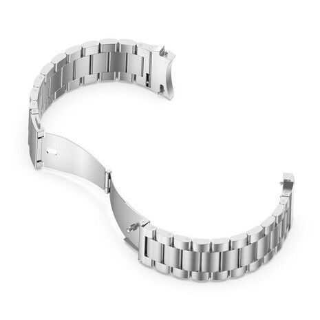 Strap-it Strap-it Bandje geschikt voor Samsung Galaxy Watch 5 (40mm / 44mm / Pro) bandje titanium bandje (zilver) - Incl. Oplader geschikt voor Samsung Galaxy Watch 5 40 mm / 44 mm / Pro (oplaadkabel)