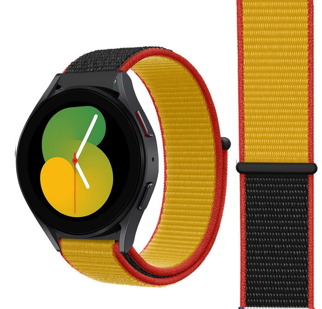Strap-it Strap-it Bandje geschikt voor Samsung Galaxy Watch 5 (40mm / 44mm / Pro) bandje nylon band (België) - Incl. Oplader geschikt voor Samsung Galaxy Watch 5 40 mm / 44 mm / Pro (oplaadkabel)
