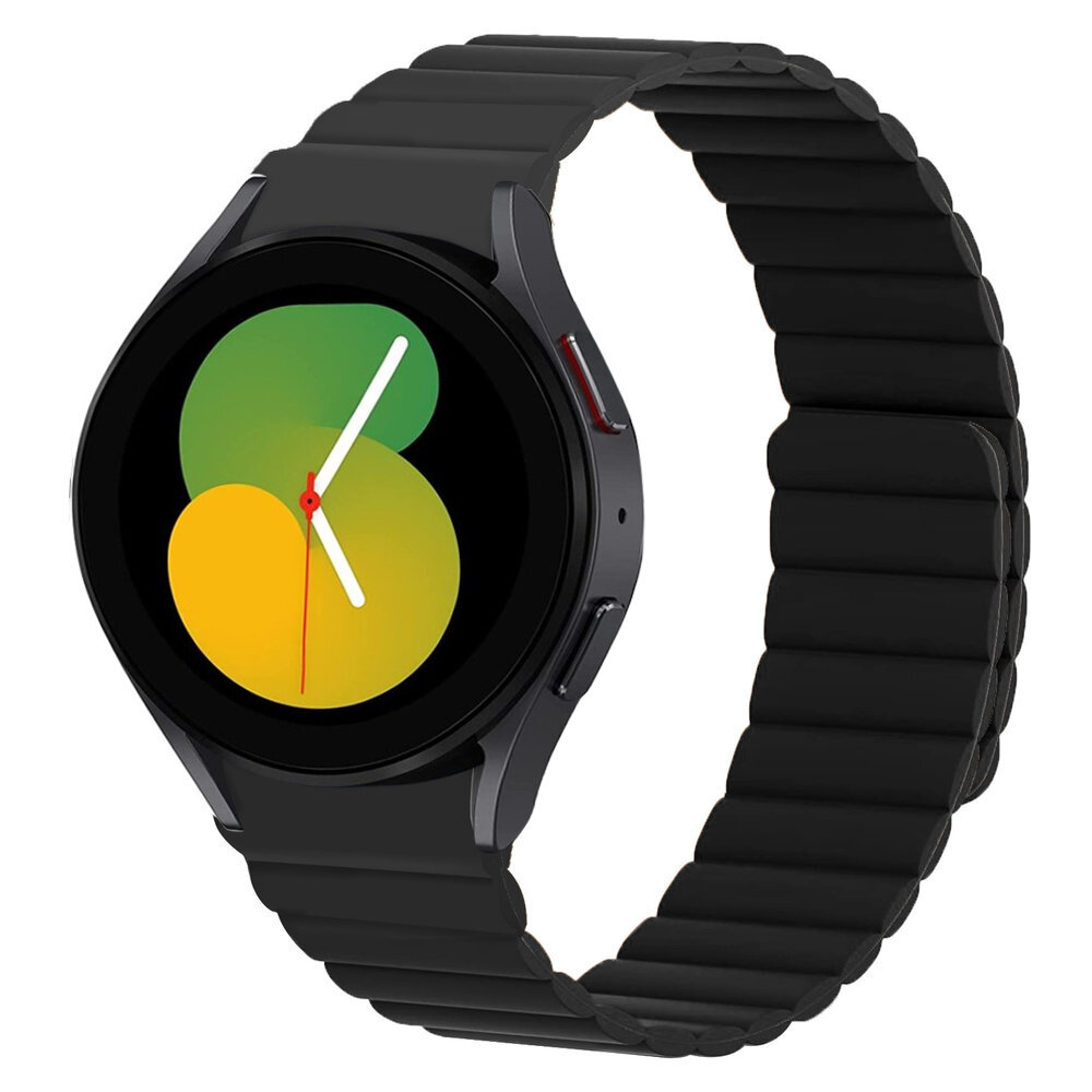Strap-it Strap-it Bandje geschikt voor Samsung Galaxy Watch 5 (40mm / 44mm / Pro) bandje magnetisch siliconen bandje (zwart) - Incl. Oplader geschikt voor Samsung Galaxy Watch 5 40 mm / 44 mm / Pro (oplaadkabel)