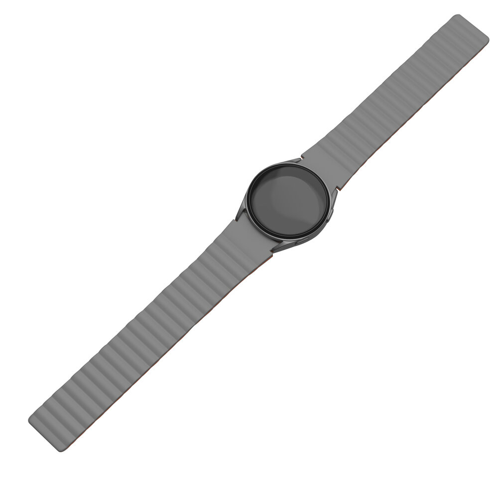 Strap-it Strap-it Bandje geschikt voor Samsung Galaxy Watch 5 (40mm / 44mm / Pro) bandje magnetisch siliconen bandje (grijs/oranje) - Incl. Oplader geschikt voor Samsung Galaxy Watch 5 40 mm / 44 mm / Pro (oplaadkabel)