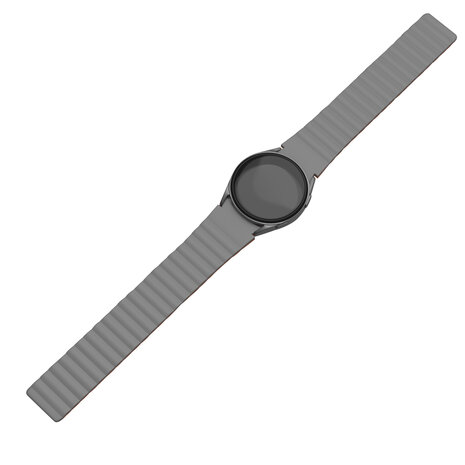 Strap-it Strap-it Bandje geschikt voor Samsung Galaxy Watch 5 (40mm / 44mm / Pro) bandje magnetisch siliconen bandje (grijs/oranje) - Incl. Oplader geschikt voor Samsung Galaxy Watch 5 40 mm / 44 mm / Pro (oplaadkabel)