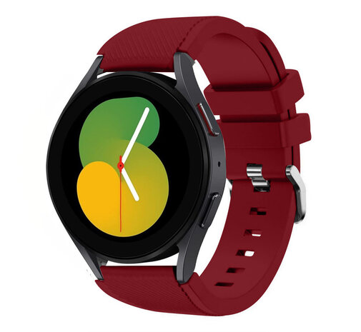 Strap-it Strap-it Bandje geschikt voor Samsung Galaxy Watch 5 (40mm / 44mm / Pro) siliconen bandje (Bordeaux) - Incl. Oplader geschikt voor Samsung Galaxy Watch 5 40 mm / 44 mm / Pro (oplaadkabel)