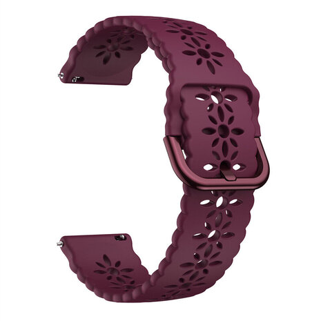 Strap-it Strap-it Bandje geschikt voor Samsung Galaxy Watch 5 (40mm / 44mm / Pro) siliconen bandje met patroon (Bordeaux) - Incl. Oplader geschikt voor Samsung Galaxy Watch 5 40 mm / 44 mm / Pro (oplaadkabel)