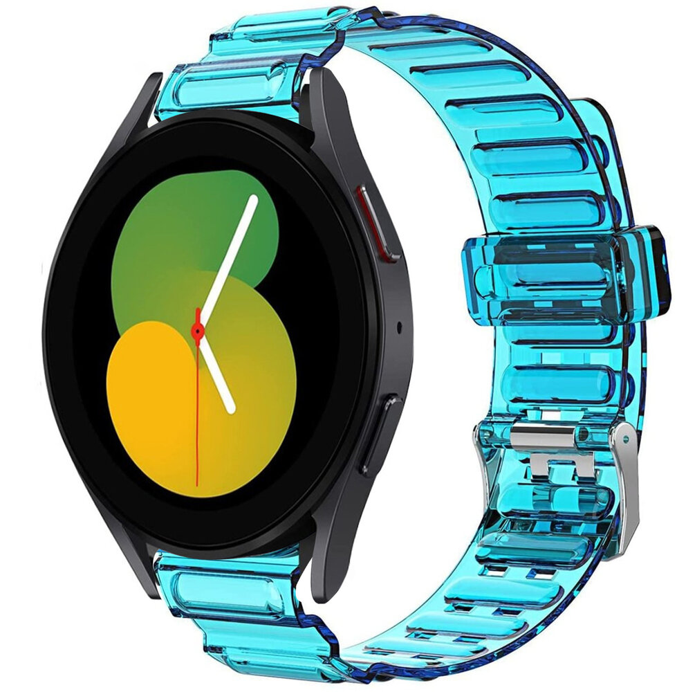 Strap-it Strap-it Bandje geschikt voor Samsung Galaxy Watch 5 (40mm / 44mm / Pro) crystal bandje (transparant blauw) - Incl. Oplader geschikt voor Samsung Galaxy Watch 5 40 mm / 44 mm / Pro (oplaadkabel) Strap-it Strap-it Bandje geschikt voor Samsung Galaxy Watch 5 (40mm / 44mm / Pro) crystal bandje (transparant blauw) - Incl. Oplader geschikt voor Samsung Galaxy Watch 5 40 mm / 44 mm / Pro (oplaadkabel)