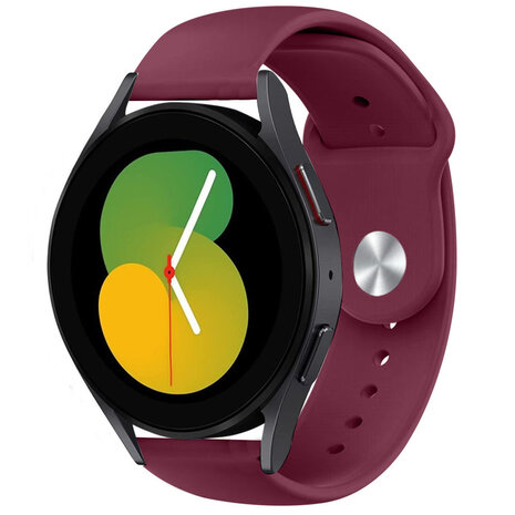 Strap-it Strap-it Bandje geschikt voor Samsung Galaxy Watch 5 (40mm / 44mm / Pro) sport bandje (Bordeaux) - Incl. Oplader geschikt voor Samsung Galaxy Watch 5 40 mm / 44 mm / Pro (oplaadkabel)