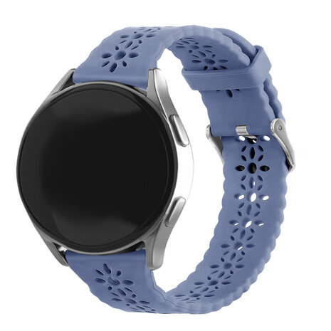 Strap-it Strap-it Bandje geschikt voor Samsung Galaxy Watch 5 (40mm / 44mm / Pro) siliconen bandje met patroon (lavendel grijs) - Incl. Oplader geschikt voor Samsung Galaxy Watch 5 40 mm / 44 mm / Pro (oplaadkabel)